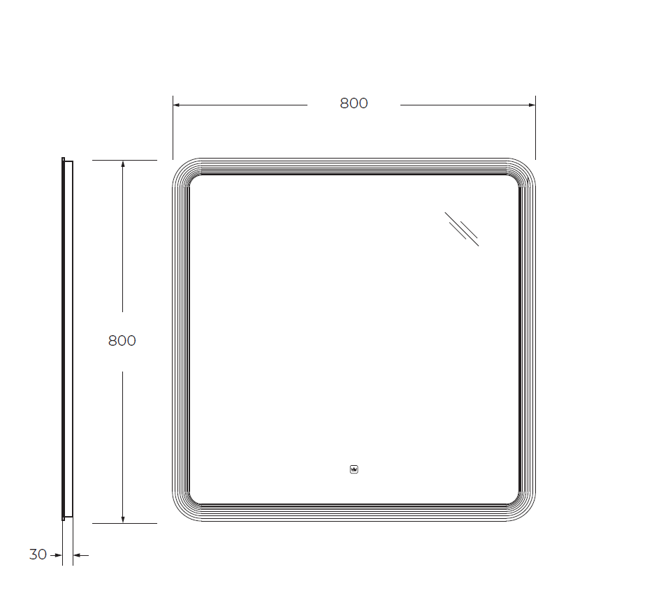 Приобрести cezares зеркало duet 80х80 см, контурная подсветка, сенсорное включение, гравировка czr-spc-duet-800-800-led-tch
