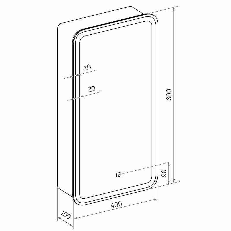 Приобрести continent зеркало шкаф с подсветкой elliott 40х80 см, сенсорный включатель, левосторонее, белое