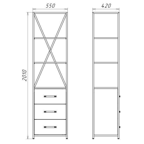Приобрести сomforty пенал 55 лофт с выдвижными ящиками, дуб тёмно-коричневый