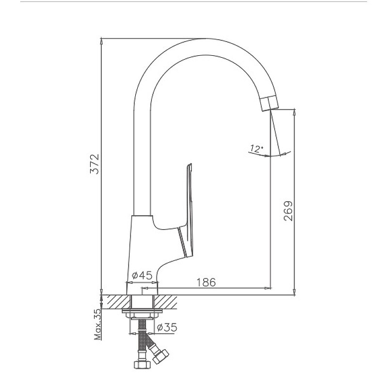 Приобрести haiba смеситель для кухни 372 мм, хром hb-70595