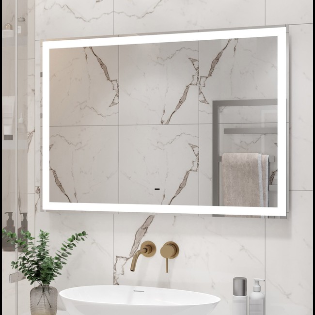 Приобрести briz зеркало impress 100х80 см, с подсветкой,подогревом, сенсорное включение , белое