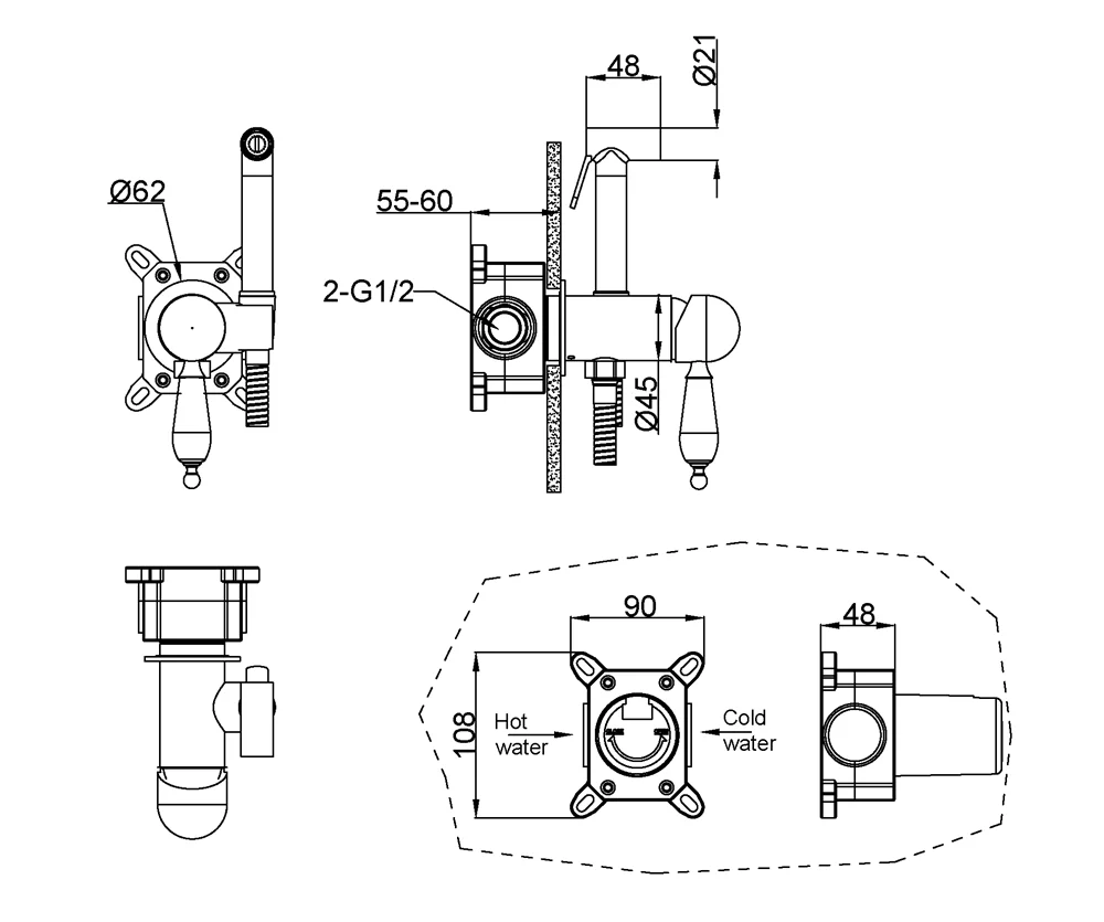 Приобрести boheme смеситель с гигиеническим душем imperiale, золото\белый 435