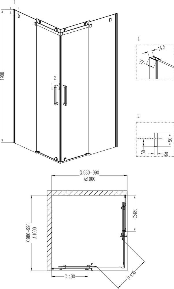Приобрести grossman душевое ограждение cosmo 100х100 см, хром\прозрачное gr-1100