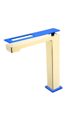 Boheme Смеситель для раковины Q, высокий, золото\синий 142-GUW