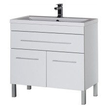 Aquanet Тумба с раковиной Верона 100 см, белая (напольная 1 ящик 2 дверцы)