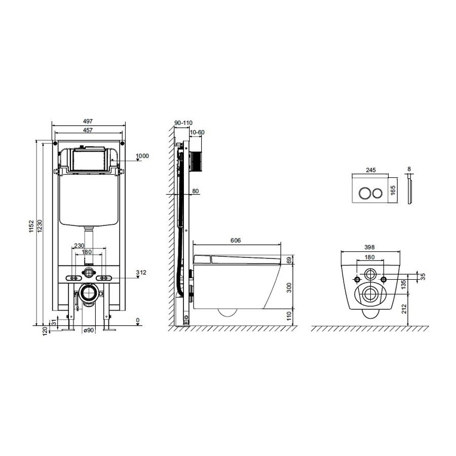 Приобрести tece инсталляция с подвесным унитазом биде 3в1 spring r, многофункциональный s955799