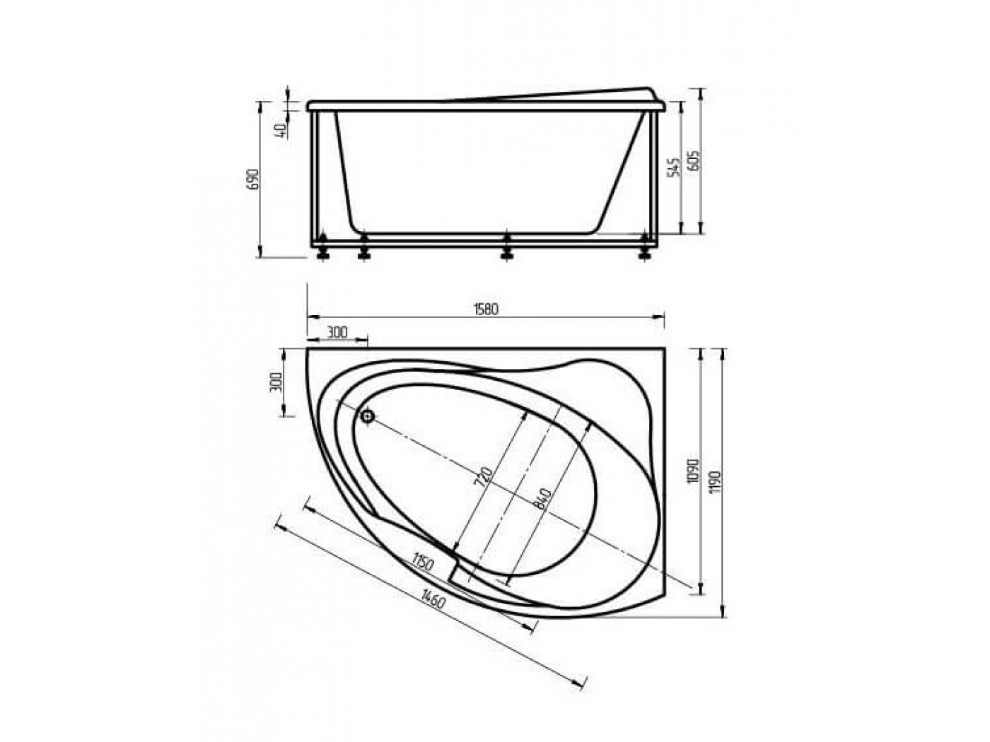 Приобрести акриловая ванна асимметричная aquatek альтаир l 160x120 см
