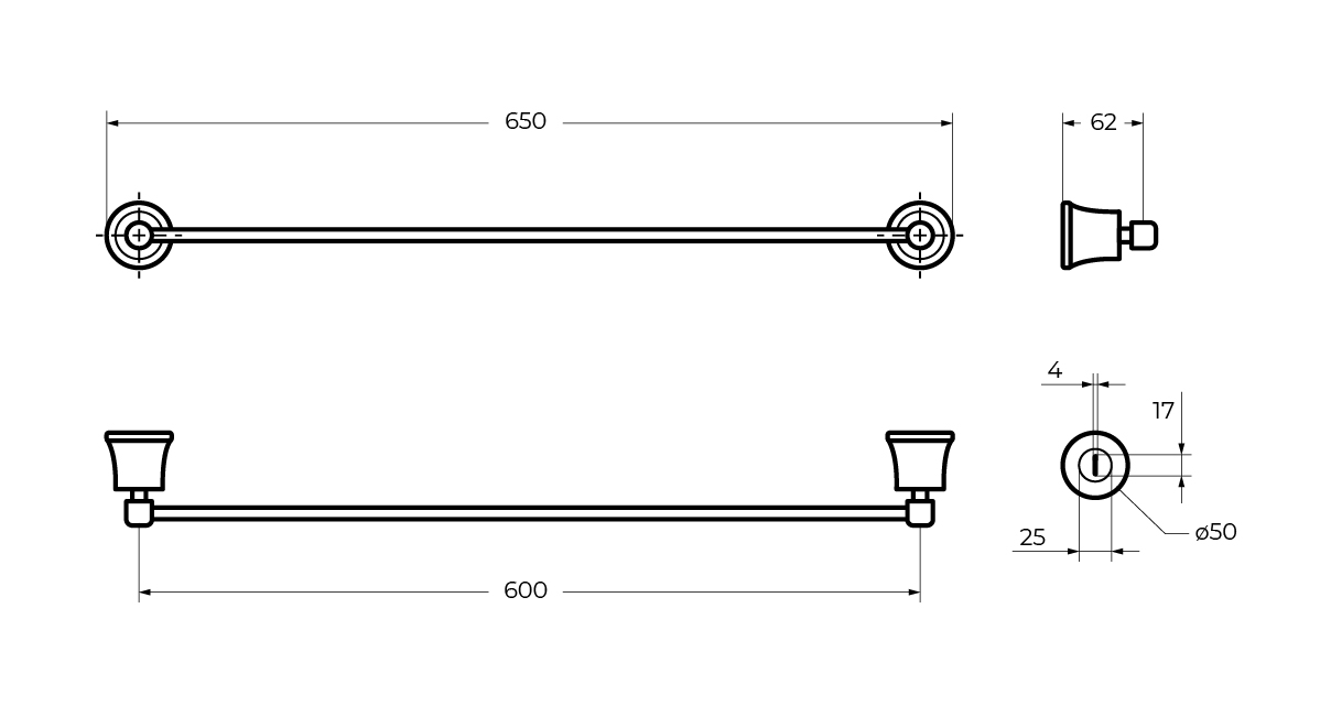 Приобрести cezares полотенцедержатель liberty 65 см, хром czr-f-8981