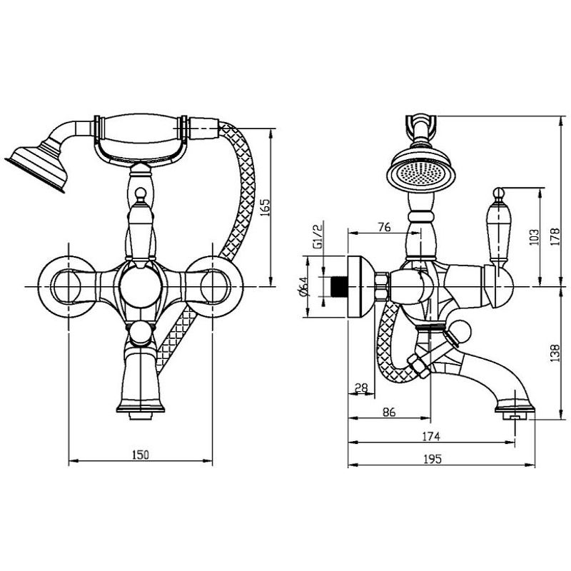 Приобрести boheme сместель для ванны tradizionale, золото\матовый белый 283-mr-w