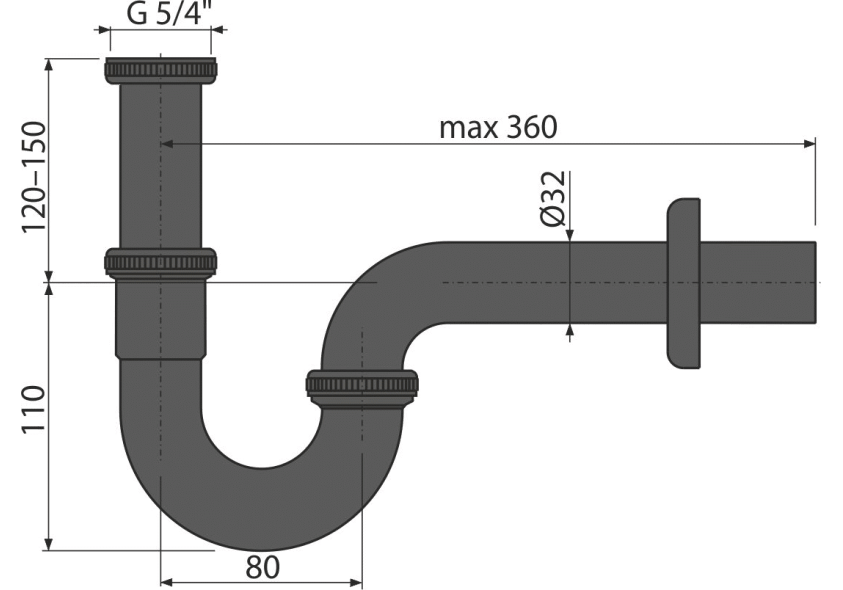 Приобрести сифон для умывальника alcaplast a4320black-dn32
