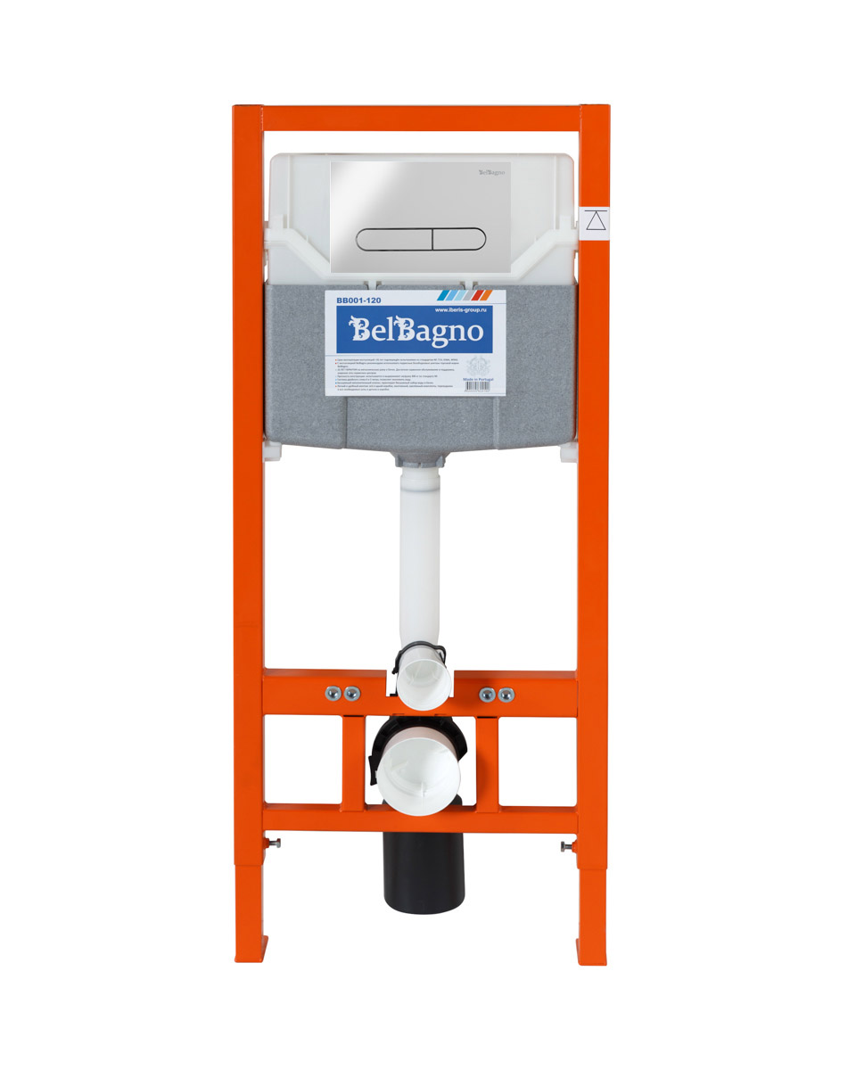 Приобрести belbagno инсталляция для подвесного унитаза с клавишей смыва, хром bb001-120/bb005-pr-chrome