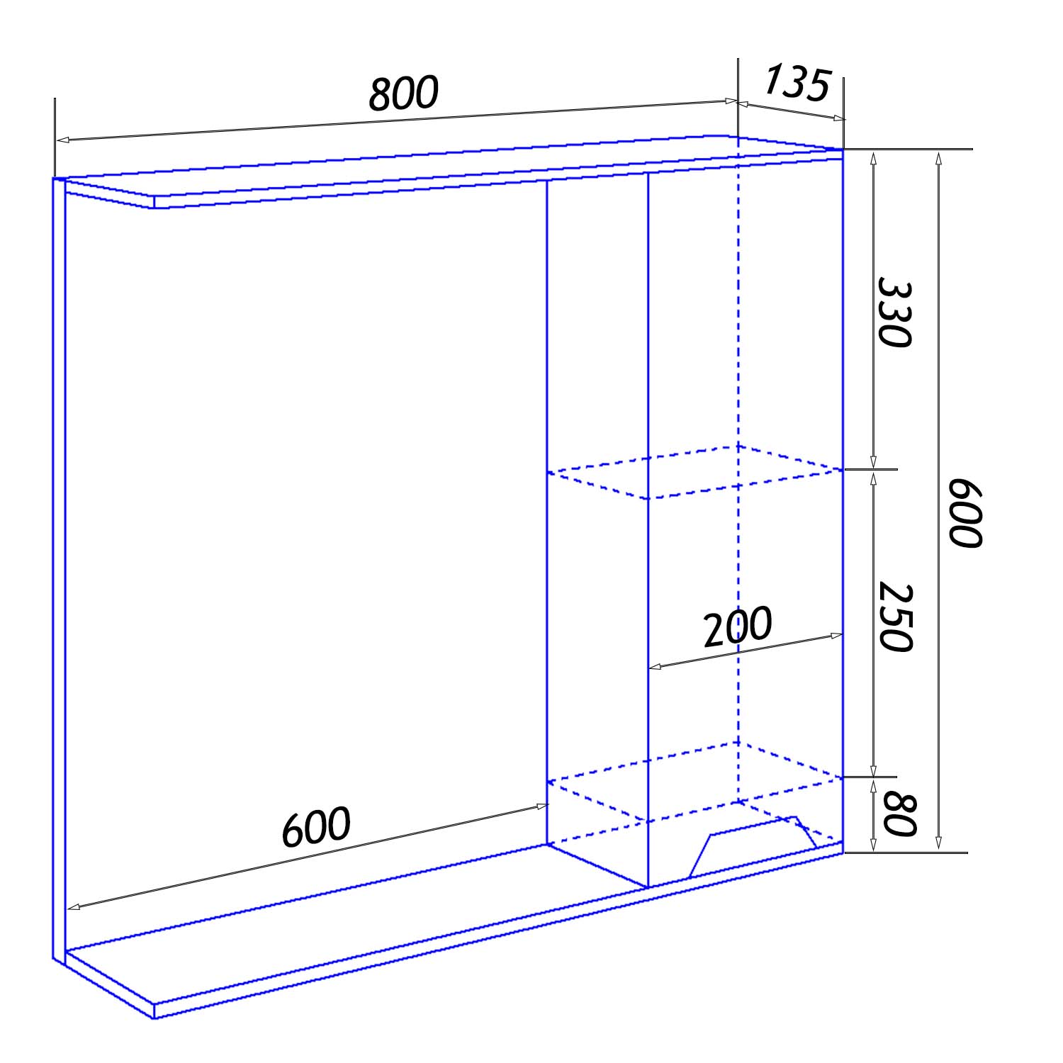 Приобрести loranto зеркало-шкаф florena 80 80х60 см, правое, светлый бетон (cs00086987)