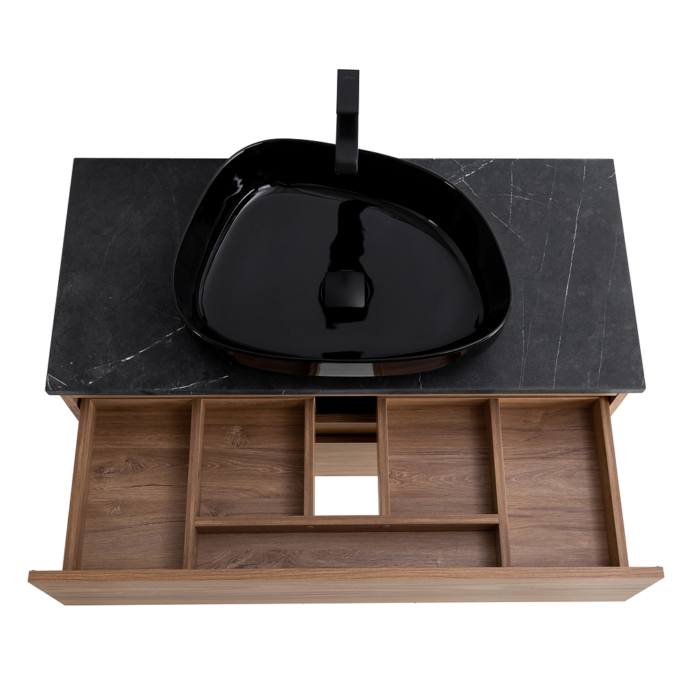 Приобрести cezares тумба со столешницей molveno 46 100 см noce chiaro, черный molveno 46-100-2c-so-nc