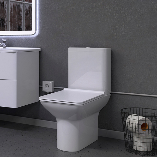 Приобрести sole унитаз компакт quadro с функцией биде, безободковый с сиденьем дюропласт, микролифт ут000041115