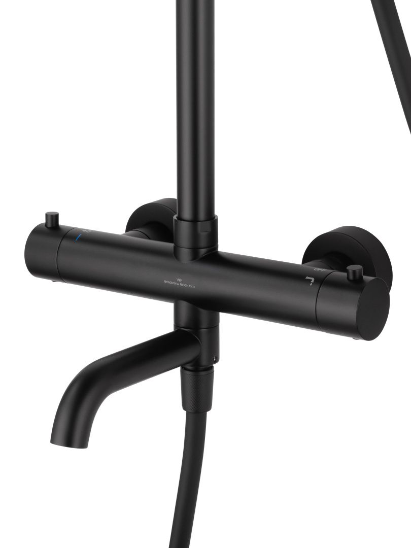 Приобрести душевая система с термостатом wonzon & woghand stick, черный матовый (ww-88739903-mb)