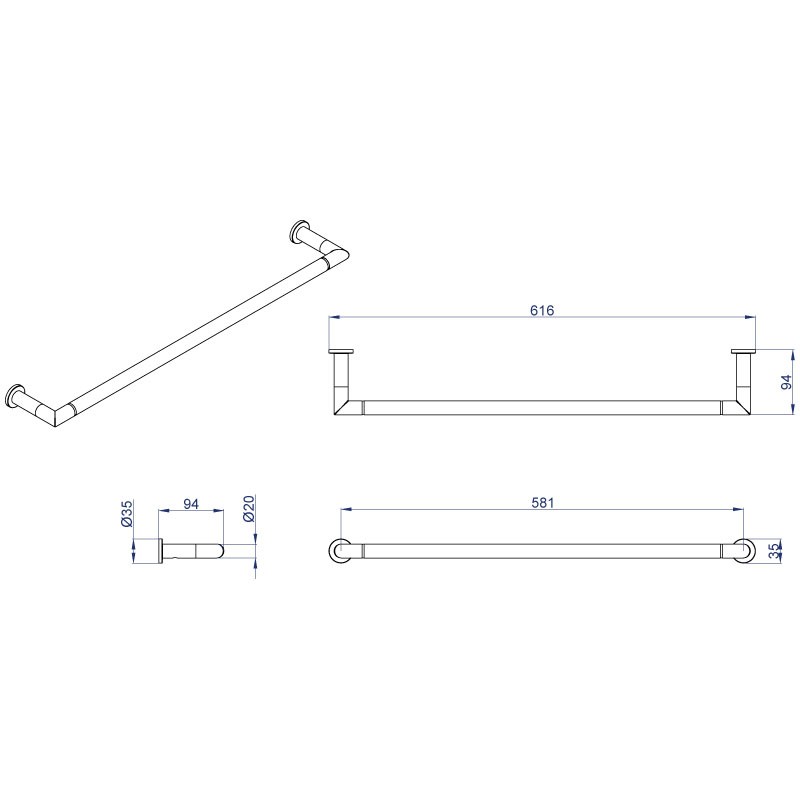 Приобрести azario полотенцедержатель одинарный forny 585мм, хром az-88301