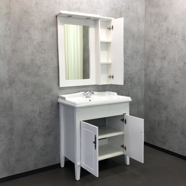 Приобрести сomforty зеркало-шкаф "палермо-80" белый глянец