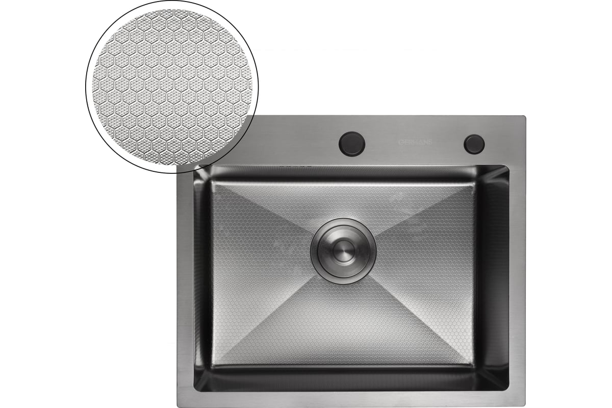 Приобрести gerhans кухонная мойка 60х50 см, графит\декор