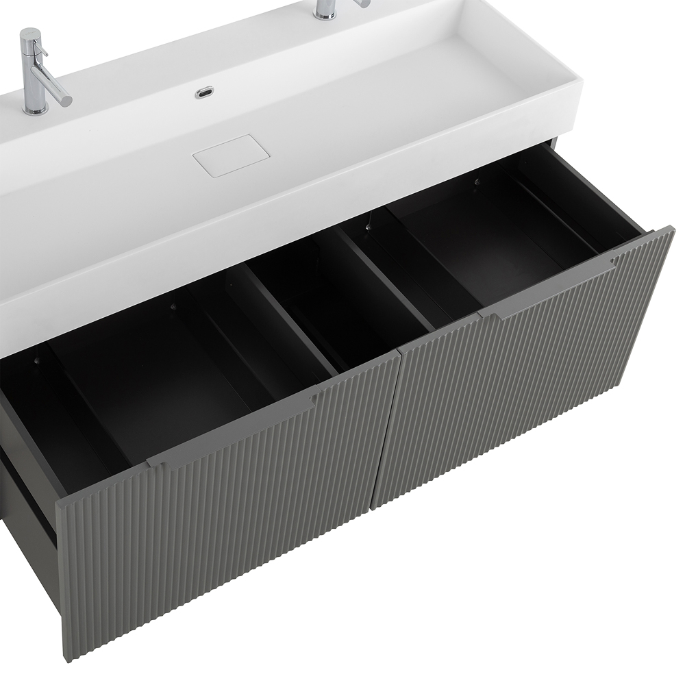 Приобрести cezares тумба подвесная с раковиной premium 120 см plisse grigio nuvola, серая 55449