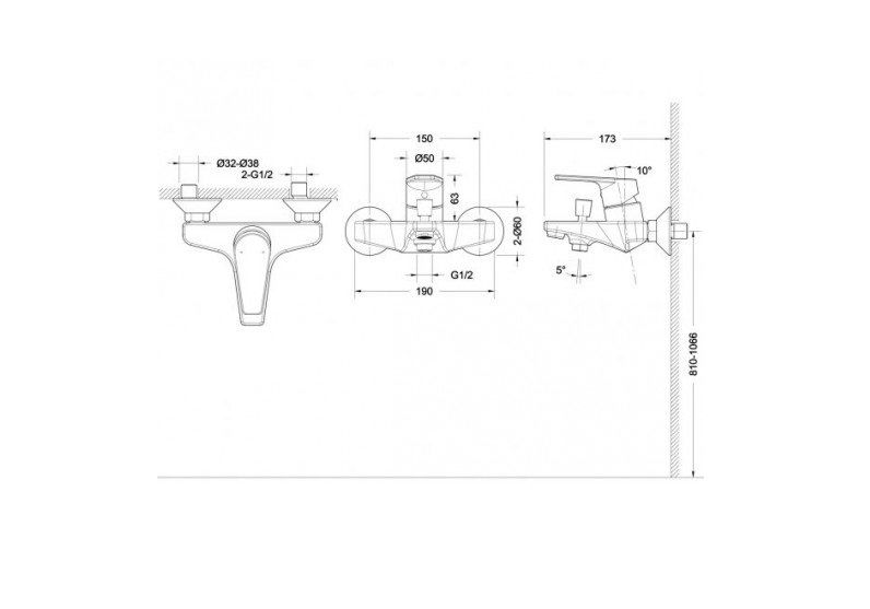 Приобрести смеситель для ванны bravat line f65299c-b-rus