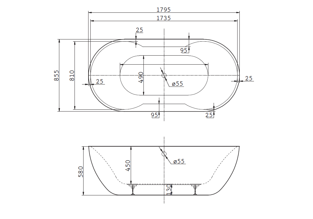 Приобрести ванна акриловая отдельностоящая belbagno 180х85 см, bb28