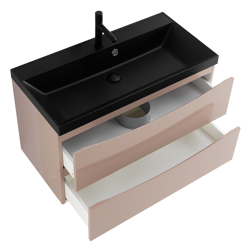 Приобрести belbagno тумба с раковиной marino 90 см, подвесная cappuccino lucido, чёрная раковина