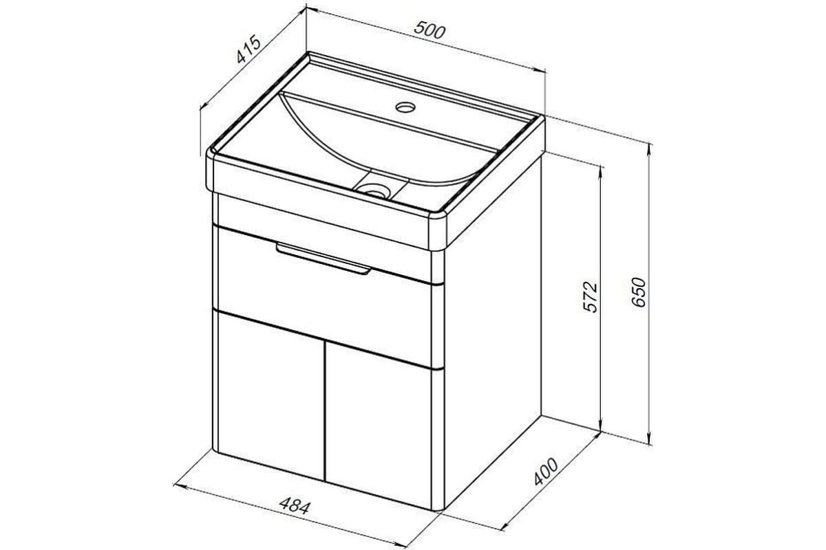 Приобрести aquanet тумба с раковиной ирис new 50 см, белая глянец (2 ящика)