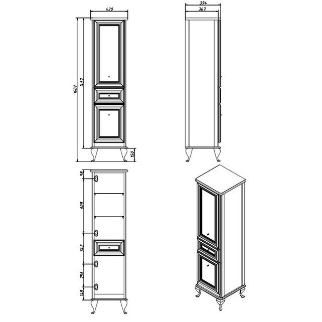 Приобрести caprigo пенал fresco 42 см, левый, фиолетовый, эмаль