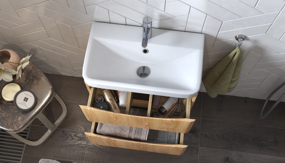 Приобрести тумба подвесная с раковиной velvex clay 60 см дуб верона tpcla.60.2y-230