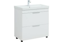 Aquanet Тумба с раковиной Ирис new 81 см, белая глянец (2 ящика, ножки)