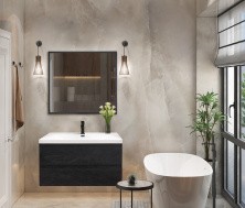 Cezares Тумба подвесная с раковиной MOLVENO 100 см Nero, черная MOLVENO-100-2C-SO-NC