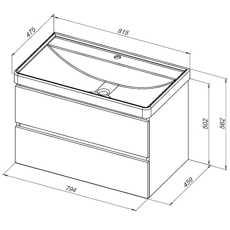 Приобрести aquanet тумба с раковиной вега 80 см, (2 ящика)