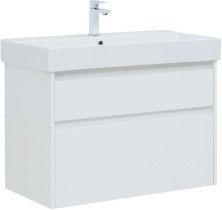 Aquanet Тумба с раковиной Nova Lite 85 см, белая глянец, 2 ящика