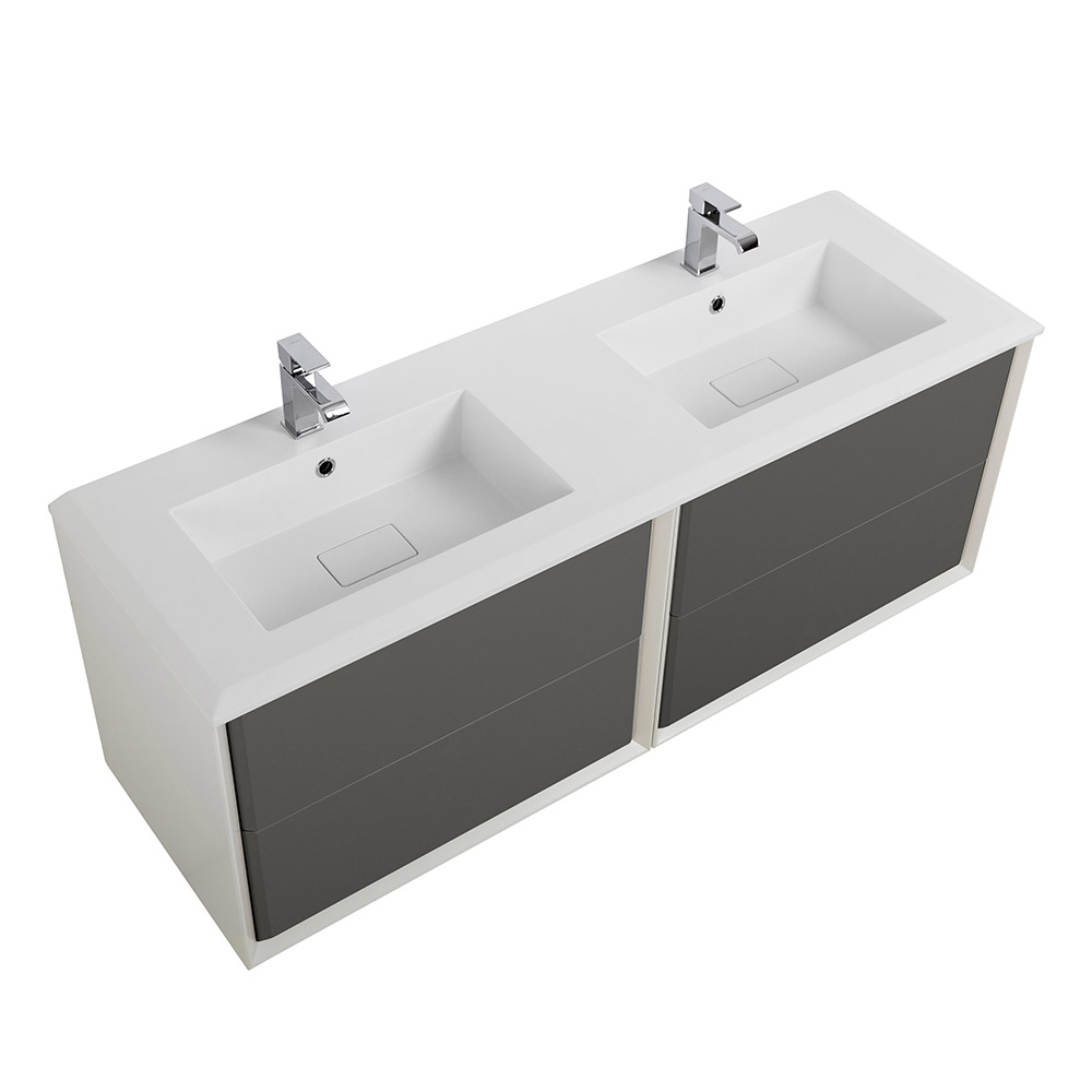 Приобрести cezares тумба подвесная с раковиной на две чаши bellagio 140 см grigio nuvola, серая 55301