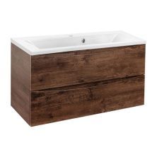 Vincea Тумба подвесная Mia 90 см, темное дерево с белой раковиной VMC-2MA900RW;VCB-3M900W