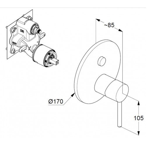 Приобрести kludi bozz встраиваемый смеситель для ванны и душа; автом. переключатель душ/ванна push&switch