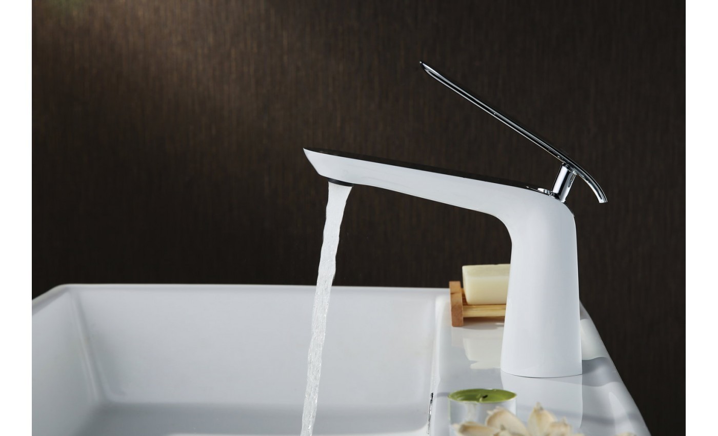 Приобрести lemark смеситель для раковины melange, белый\хром lm4906cw