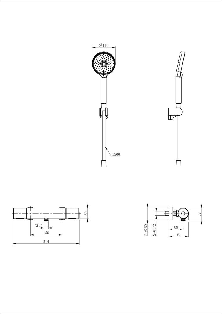 Приобрести смеситель для душа с термостатом wonzon & woghand inn 2, брашированное золото (ww-a2006-a-bg)
