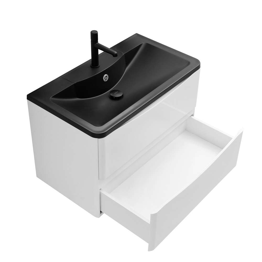 Приобрести belbagno тумба с раковиной acqua 80 см, подвесная bianco lucido, чёрная раковина