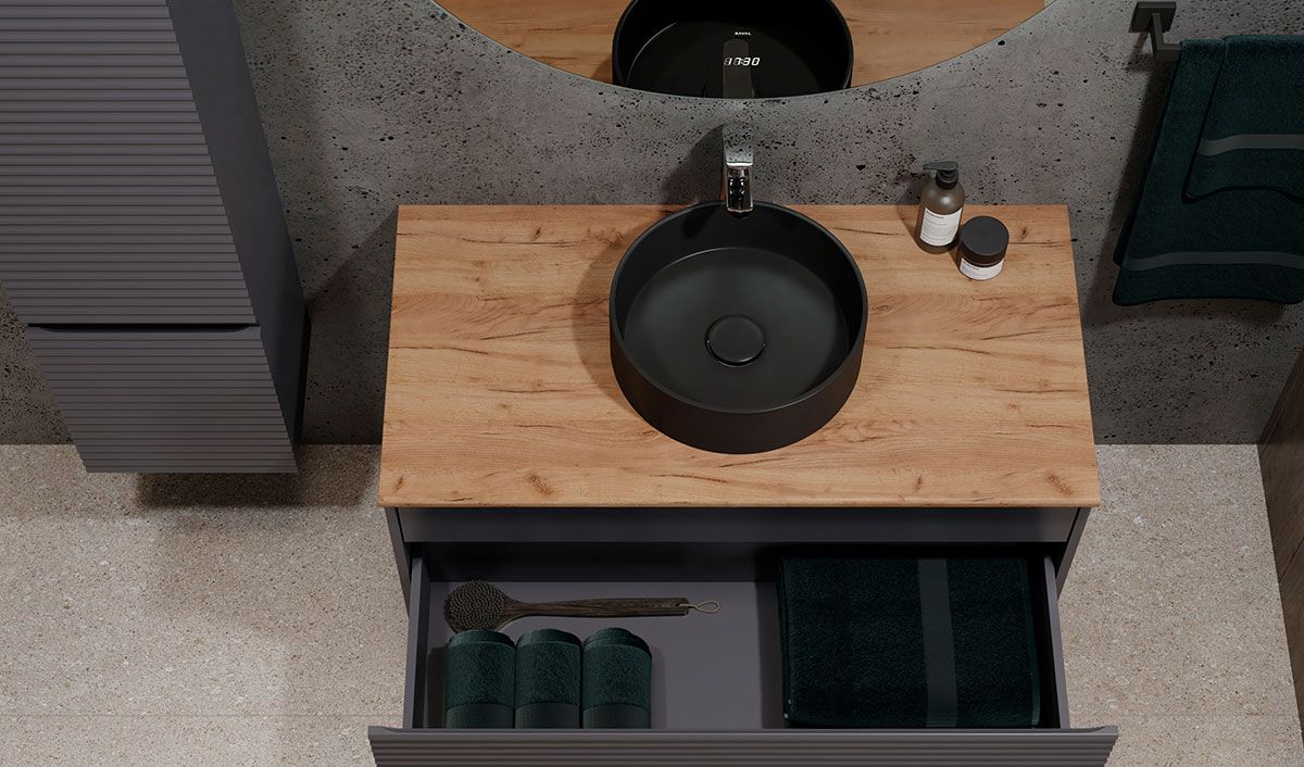 Приобрести jorno тумба подвесная cossety 100 см со столешницей, антрацит