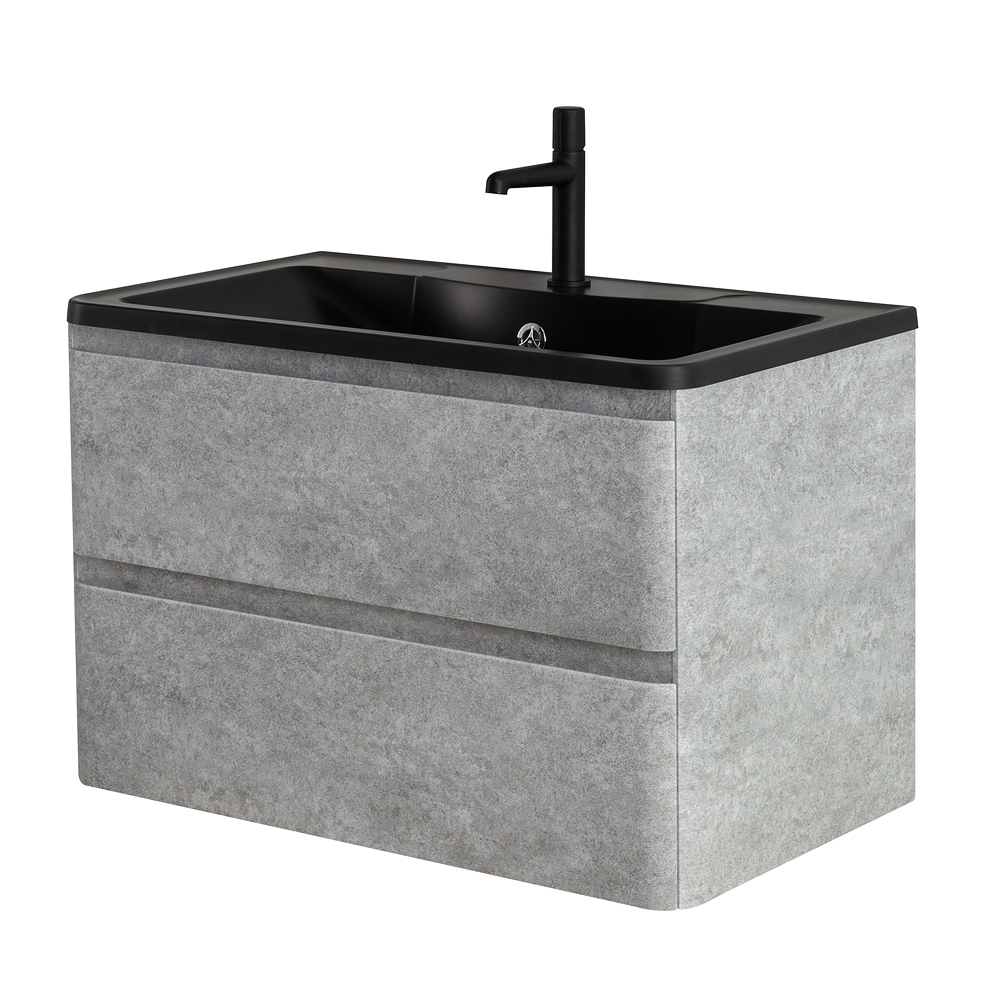 Приобрести belbagno тумба с раковиной albano 100 см, подвесная cemento verona grigio, чёрная раковина