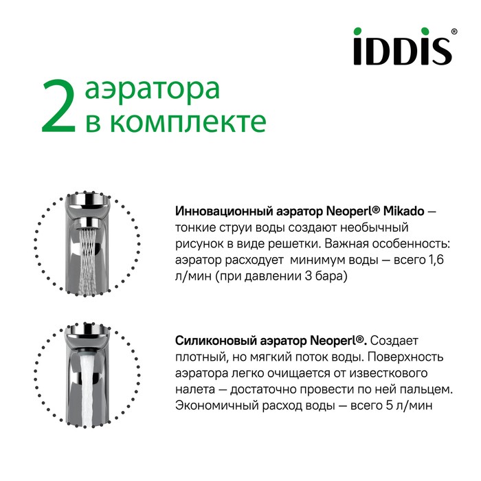 Приобрести iddis смеситель для раковины slide push control 182мм, хром slisbbti01