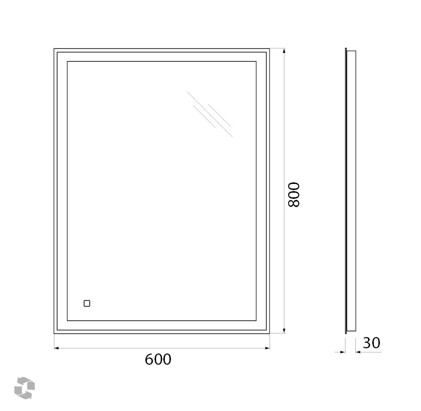 Приобрести belbagno зеркало 60х80 см spc-grt-600-800-led-tch