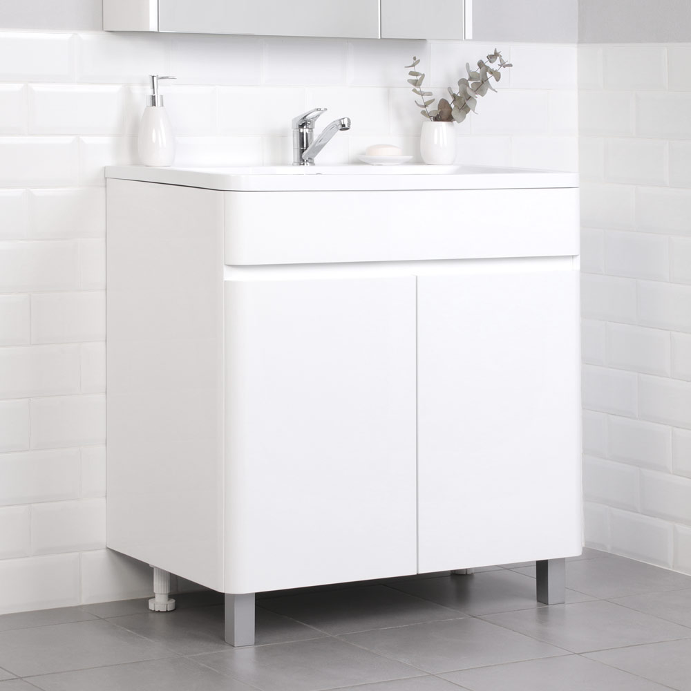 Приобрести тумба напольная итана roberto 80 с раковиной adel 80, белый глянец