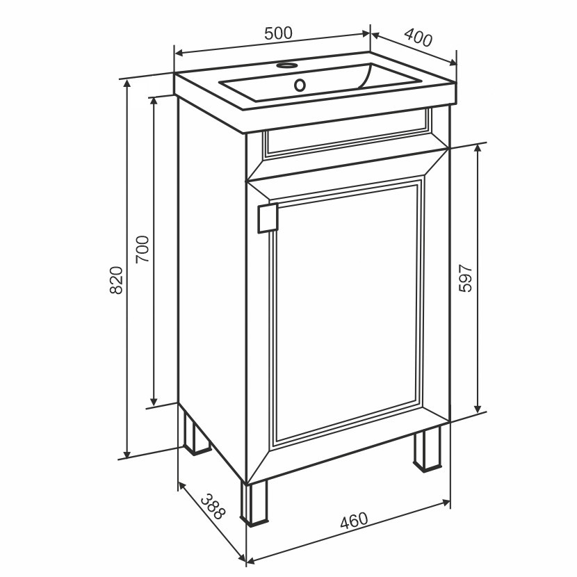 Приобрести aqua de marco тумба напольная с раковиной ostin 50см. 1 дверь правая