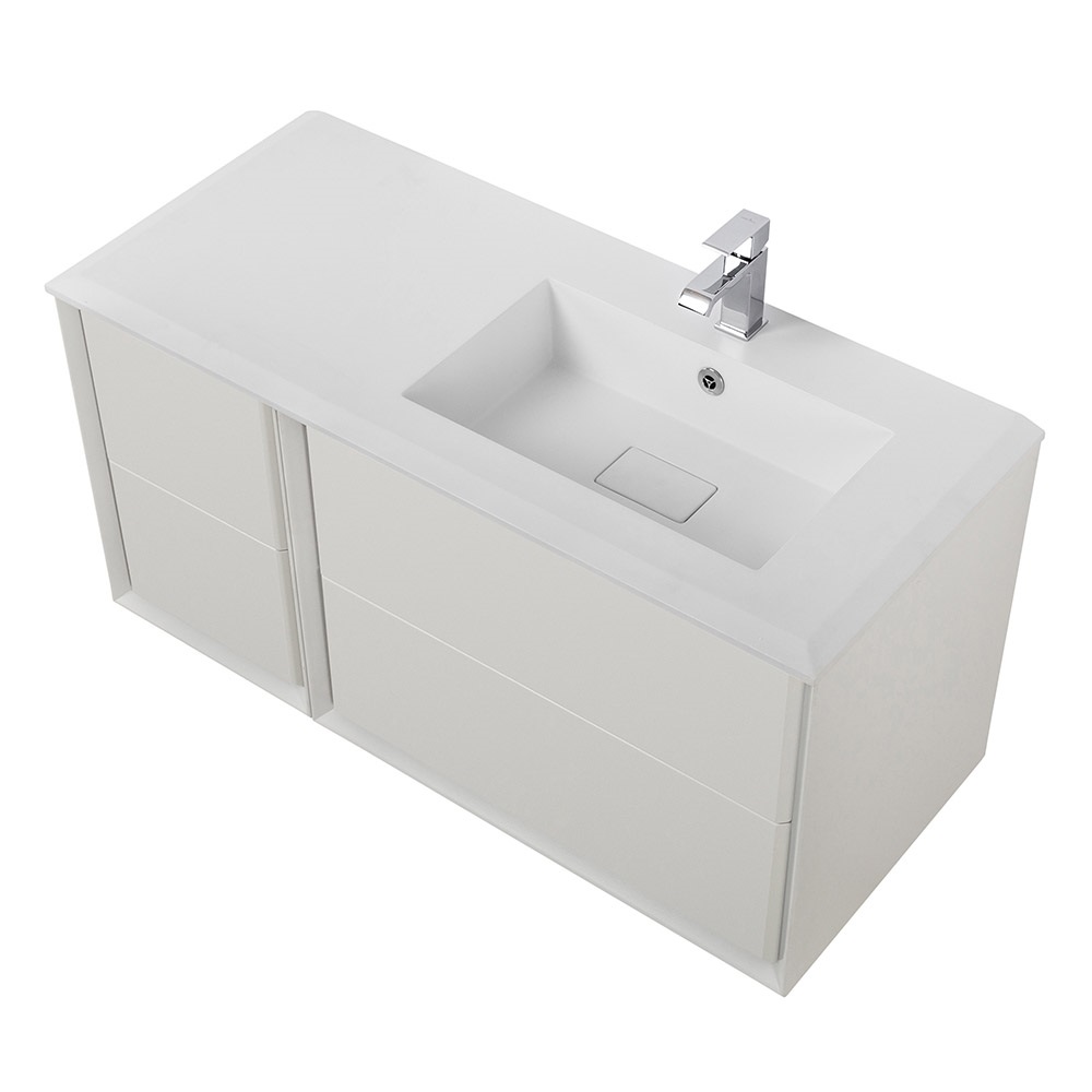 Приобрести cezares тумба подвесная с раковиной bellagio 106 см bianco opaco, правосторонняя, белая матовая 54714