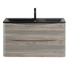 BelBagno Тумба с раковиной ACQUA 100 см, подвесная Pino Scania, чёрная раковина