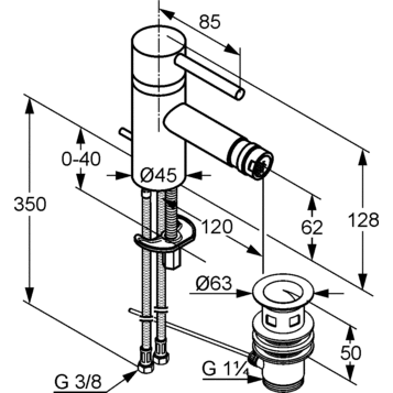 Приобрести kludi смеситель для биде bozz с донным клапаном 128 мм, черный матовый 385333976.