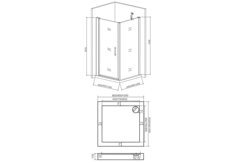 Приобрести ограждение душевое bas pandora cr-80-t-ch 80х80 см (узор)