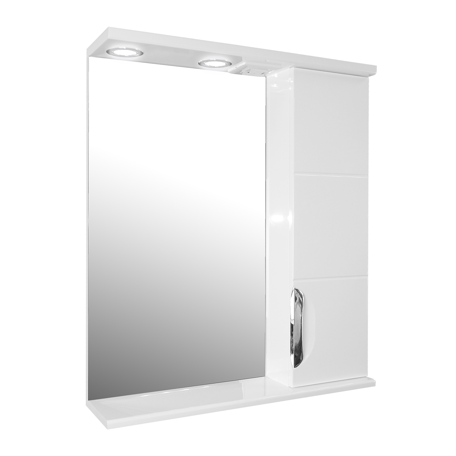 Приобрести loranto зеркало-шкаф стиль соло 70х82 см, правосторонее, фрезерованный фасад, белый (cs00058917)